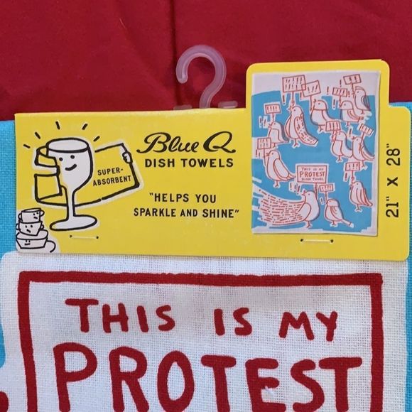 Blue QCotton dish towel - protest bird - Picture 5 of 8